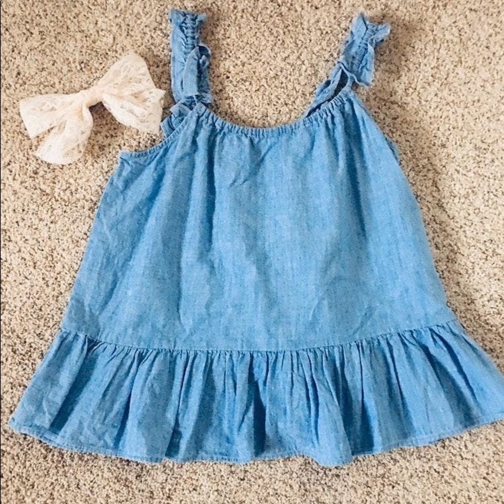 madewell denim ruffle tank
